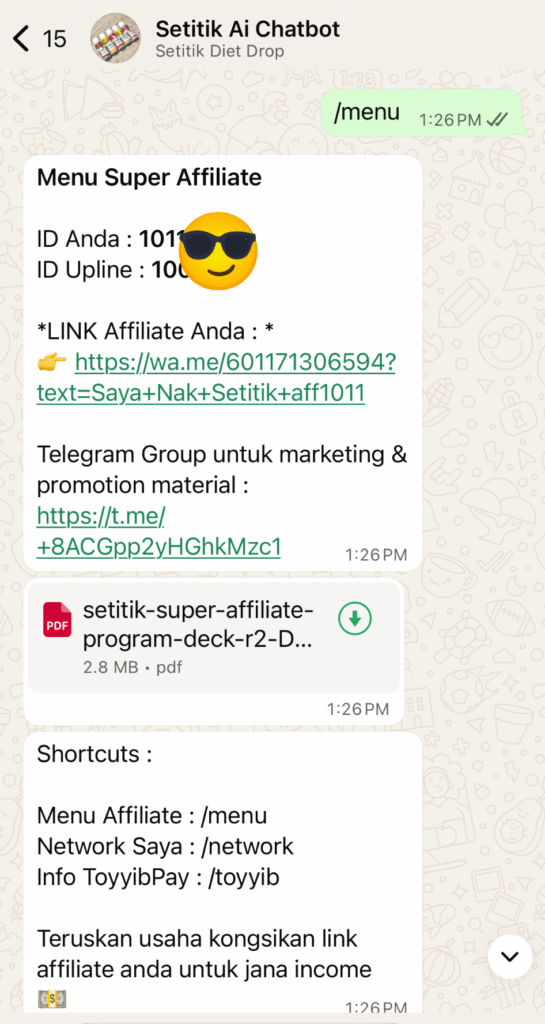 /menu untuk pilihan arahan